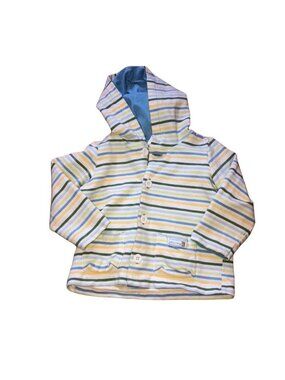 Striped Baby Hoodie Jacket 18-24 Months Old Navy Cotton Blend Blue & Yellow